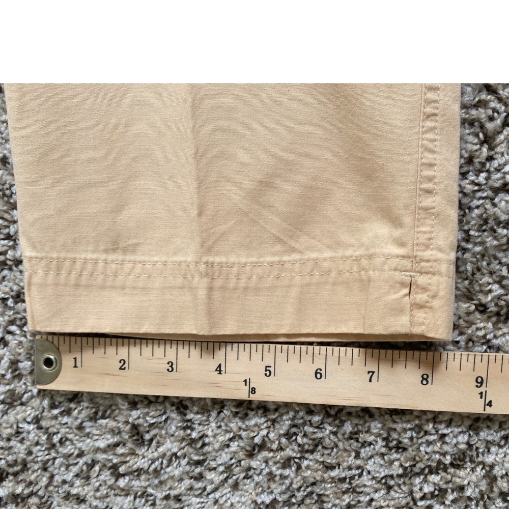 Woolrich Women Tan Yellow Khaki Cropped Wide‎ Leg Utility Cargo Pants Size 10 - Picture 8 of 8